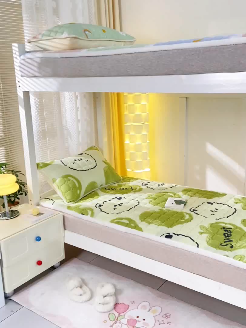 91家纺网 家纺一手货源 找家纺 眠势力 2025新款牛奶绒学生床宿舍床垫夹棉加厚床褥子秋冬季保暖床护垫 泡泡熊