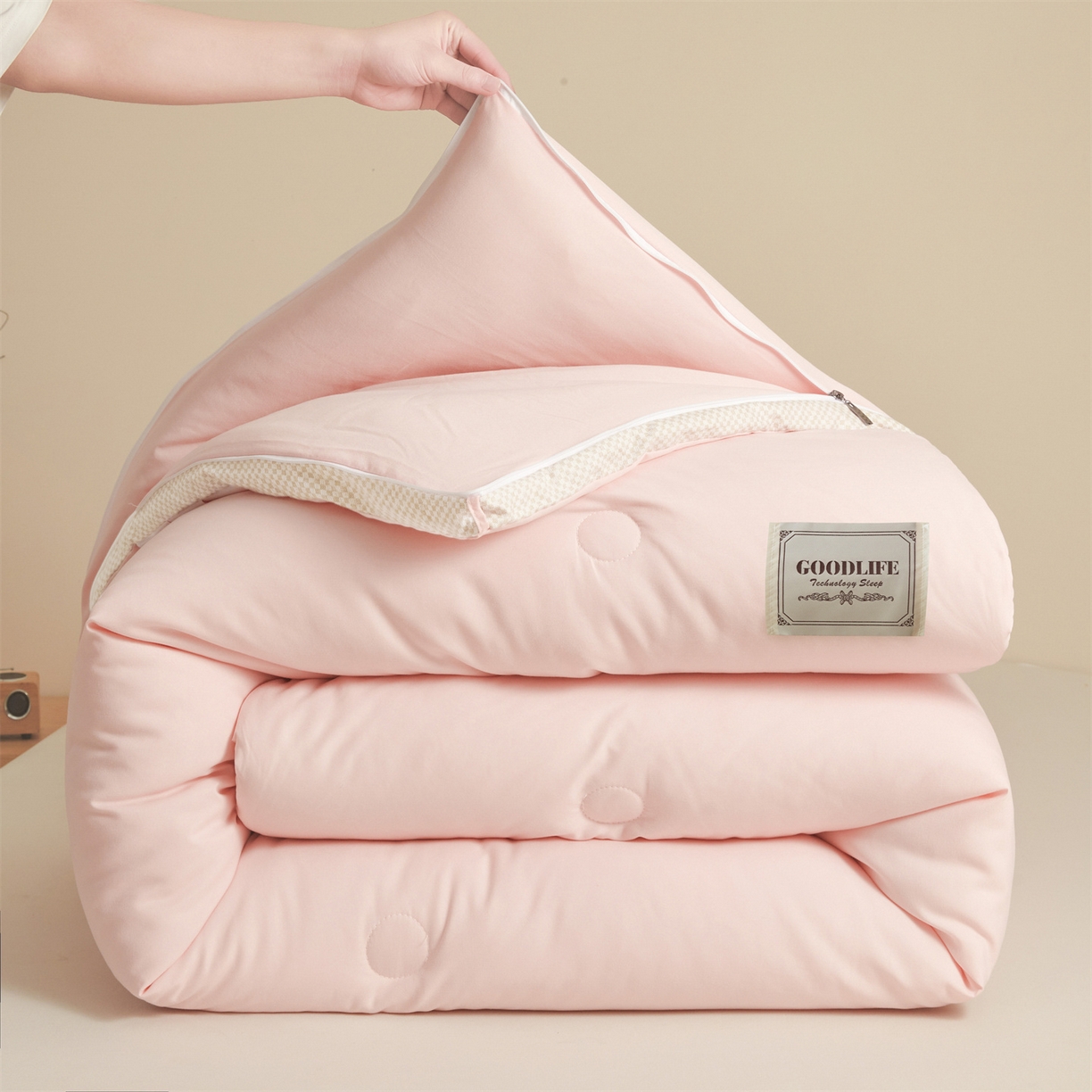 91家纺网 家纺一手货源 找家纺 罗布斯 2025升级A类水洗棉立体拼边大豆纤维被二合一子母被学生宿舍被子被芯夏被空调被春秋被直播冬被含买家秀 大豆子母被-梦幻玉