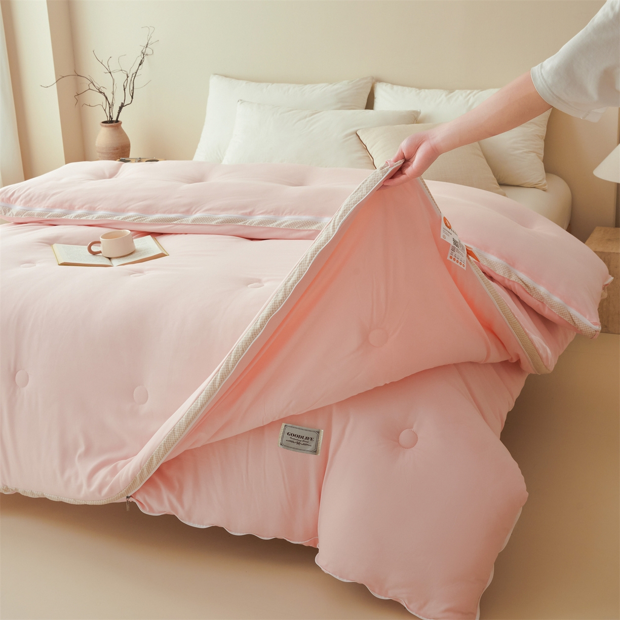 91家纺网 家纺一手货源 找家纺 罗布斯 2025升级A类水洗棉立体拼边大豆纤维被二合一子母被学生宿舍被子被芯夏被空调被春秋被直播冬被含买家秀 大豆子母被-梦幻玉