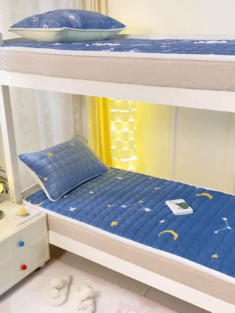 91家纺网 家纺一手货源 找家纺 眠势力 2025新款牛奶绒学生床宿舍床垫夹棉加厚床褥子秋冬季保暖床护垫 星月