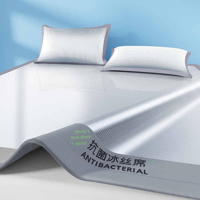 缦吉 2025款A类碳光抗菌冰丝席凉席席子 银色