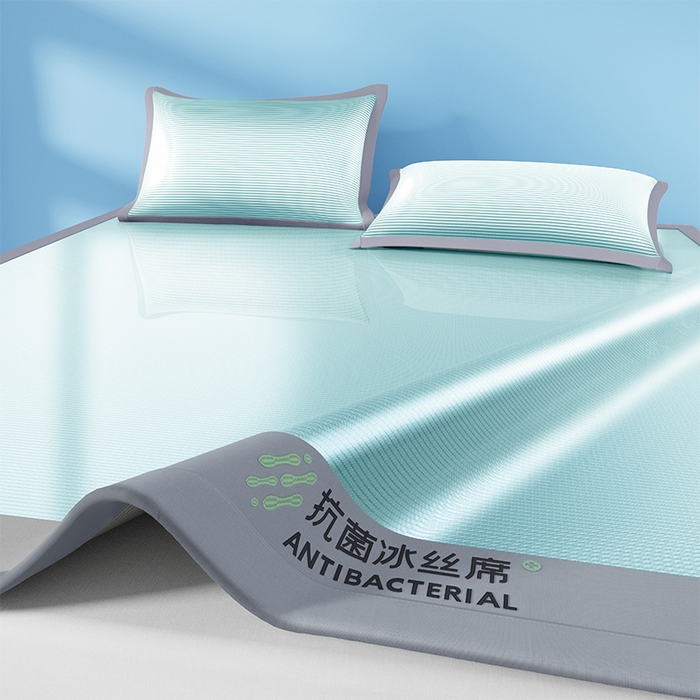缦吉 2025款A类碳光抗菌冰丝席凉席席子 绿色