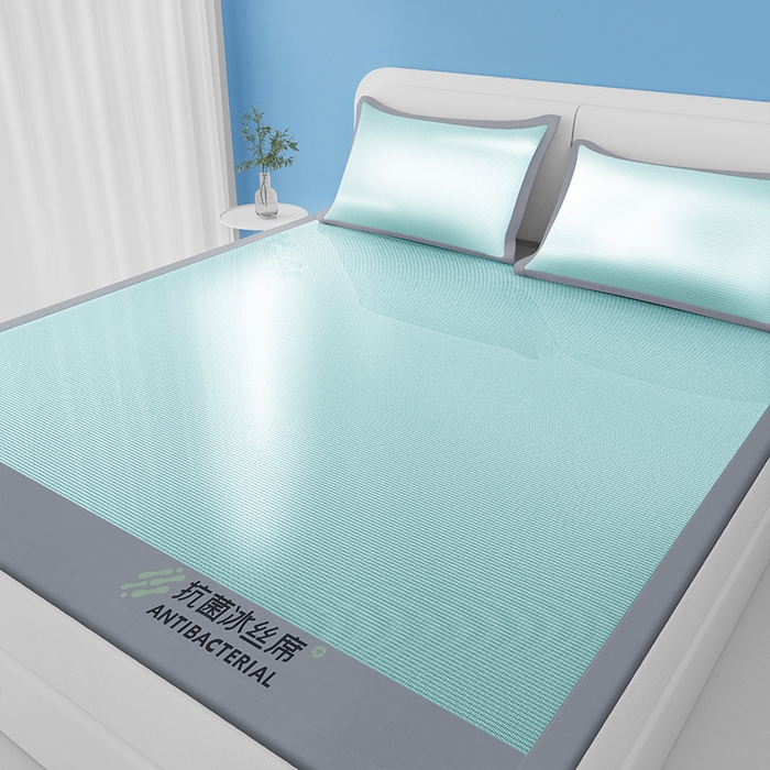 91家纺网 家纺一手货源 找家纺 缦吉 2025款A类碳光抗菌冰丝席凉席席子 绿色