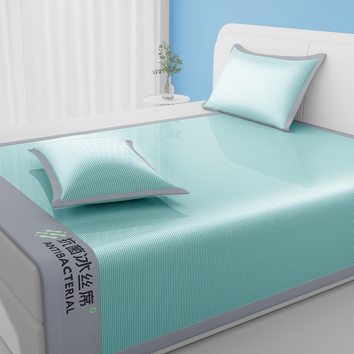 91家纺网 家纺一手货源 找家纺 缦吉 2025款A类碳光抗菌冰丝席凉席席子 绿色