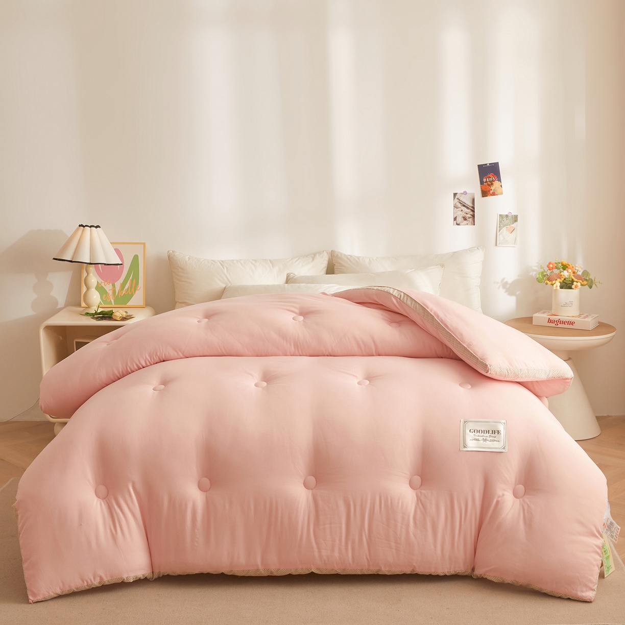 91家纺网 家纺一手货源 找家纺 罗布斯 2025升级A类水洗棉立体拼边大豆纤维被二合一子母被学生宿舍被子被芯夏被空调被春秋被直播冬被含买家秀 温柔玉