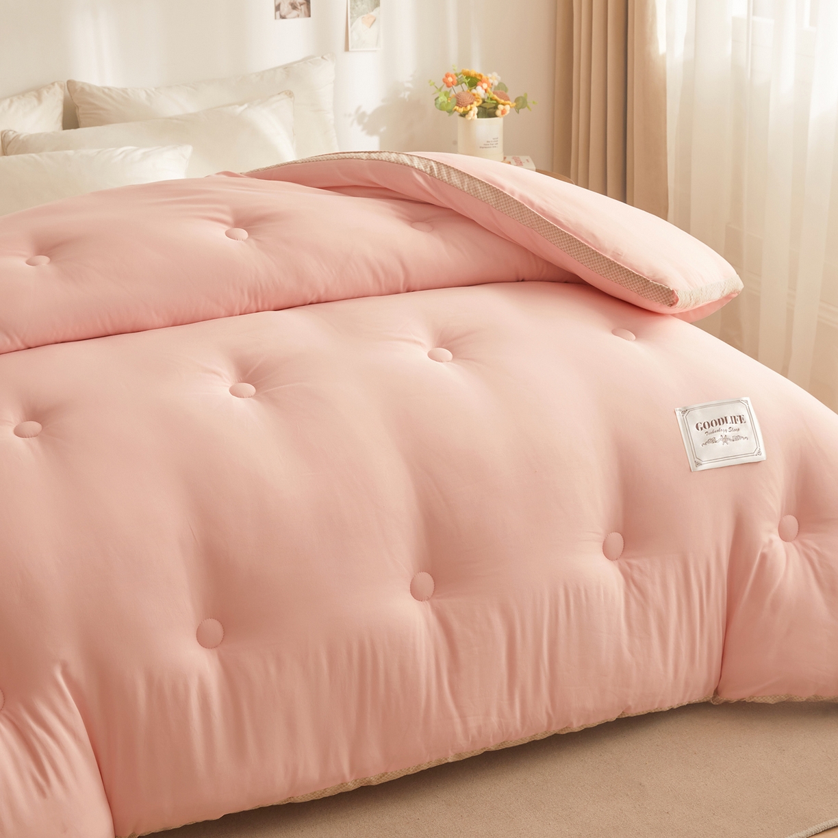 91家纺网 家纺一手货源 找家纺 罗布斯 2025升级A类水洗棉立体拼边大豆纤维被二合一子母被学生宿舍被子被芯夏被空调被春秋被直播冬被含买家秀 温柔玉