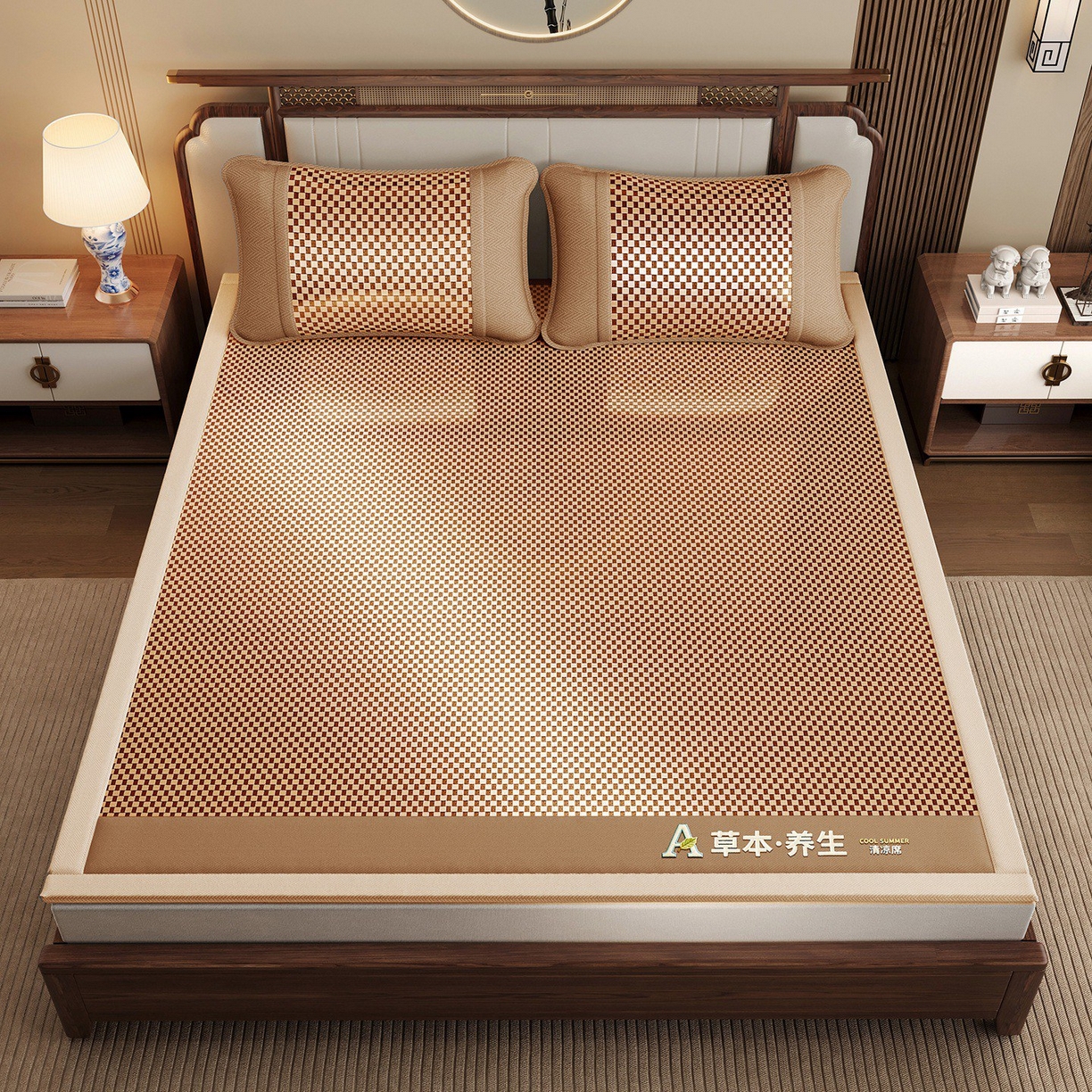 91家纺网 家纺一手货源 找家纺 （总）缦吉 2025款亲肤透气刺绣冰丝藤席系列