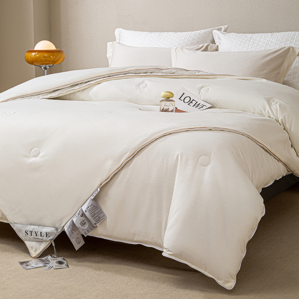 91家纺网 家纺一手货源 找家纺 （总）罗布斯 2025新款全棉提花冬被拉链二合一子母被冬被春秋被夏被子被芯蛋白被加厚棉被子母被图（含实拍图）（工艺升级特点 ； 四圈已固定锁棉 不移动不跑棉）