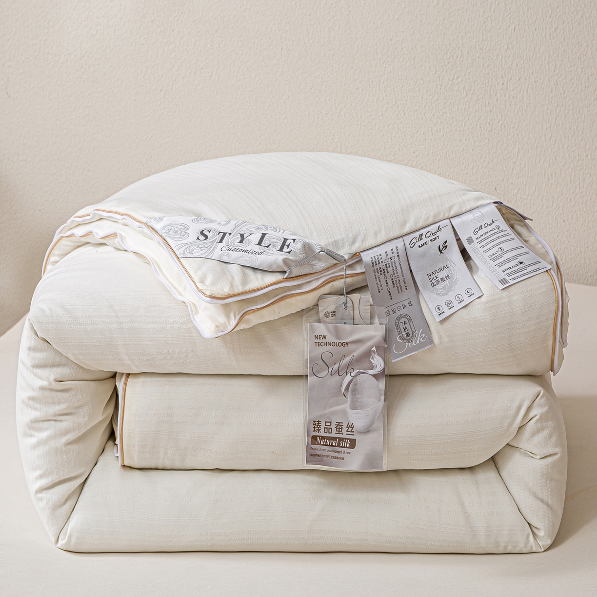 91家纺网 家纺一手货源 找家纺 （总）罗布斯 2025新款全棉提花冬被拉链二合一子母被冬被春秋被夏被子被芯蛋白被加厚棉被子母被图（含实拍图）（工艺升级特点 ； 四圈已固定锁棉 不移动不跑棉）