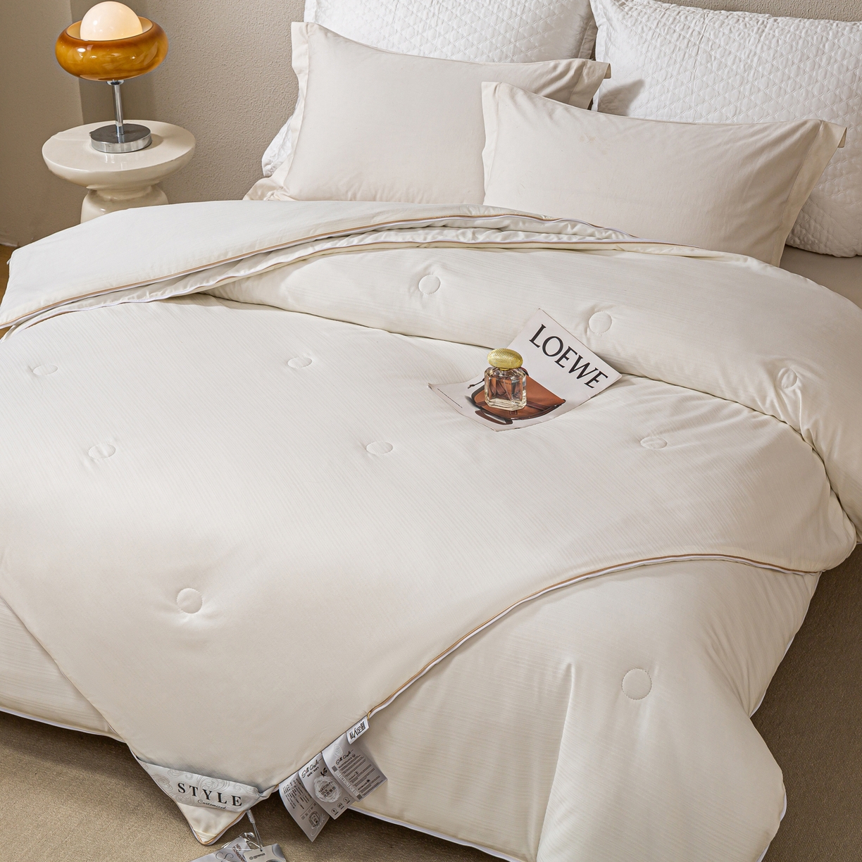 91家纺网 家纺一手货源 找家纺 （总）罗布斯 2025新款全棉提花冬被拉链二合一子母被冬被春秋被夏被子被芯蛋白被加厚棉被子母被图（含实拍图）（工艺升级特点 ； 四圈已固定锁棉 不移动不跑棉）