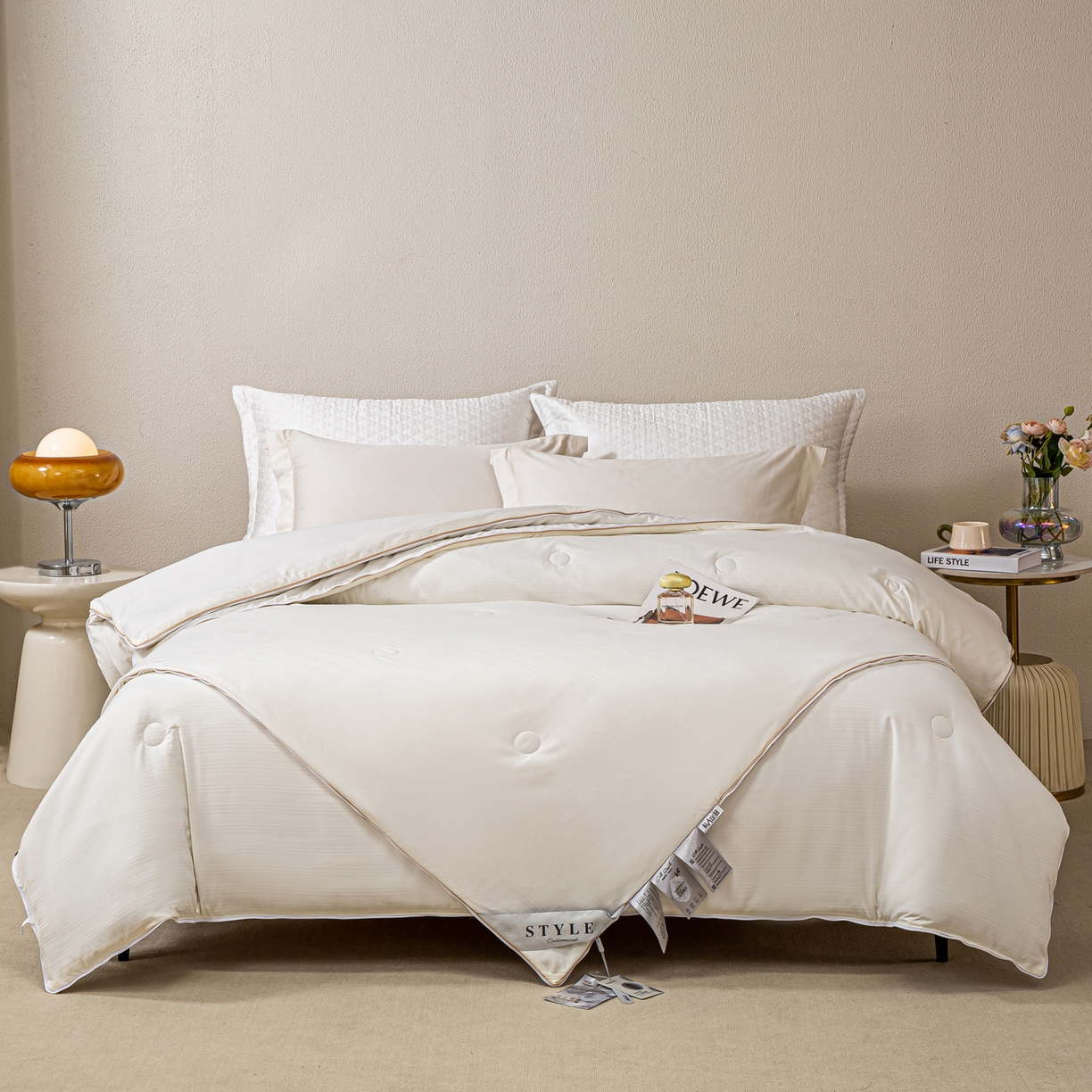 91家纺网 家纺一手货源 找家纺 （总）罗布斯 2025新款全棉提花冬被拉链二合一子母被冬被春秋被夏被子被芯蛋白被加厚棉被子母被图（含实拍图）（工艺升级特点 ； 四圈已固定锁棉 不移动不跑棉）