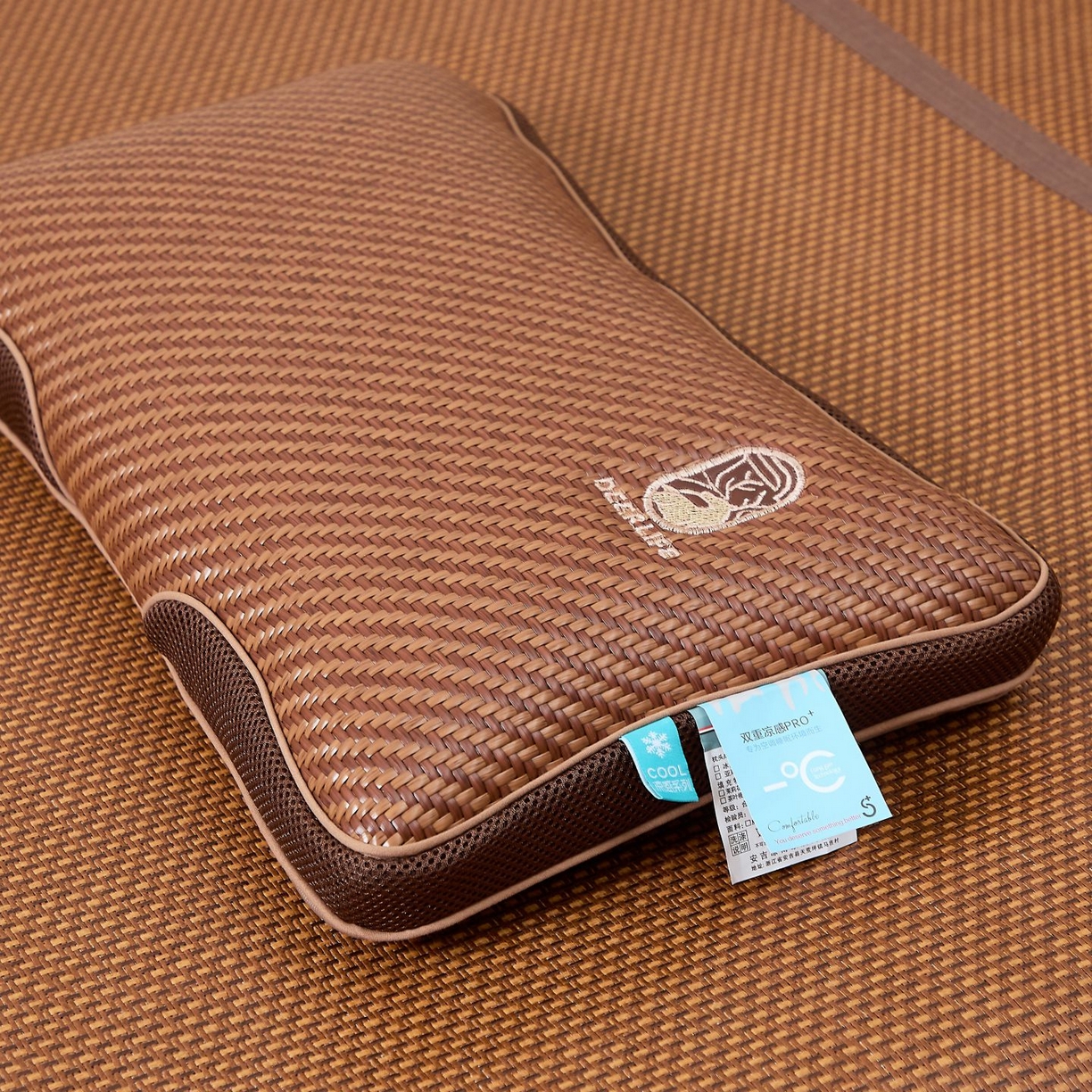 91家纺网 家纺一手货源 找家纺 （总）缦吉 2025款古朴冰藤立体野山鹿PE荞麦枕枕头枕芯