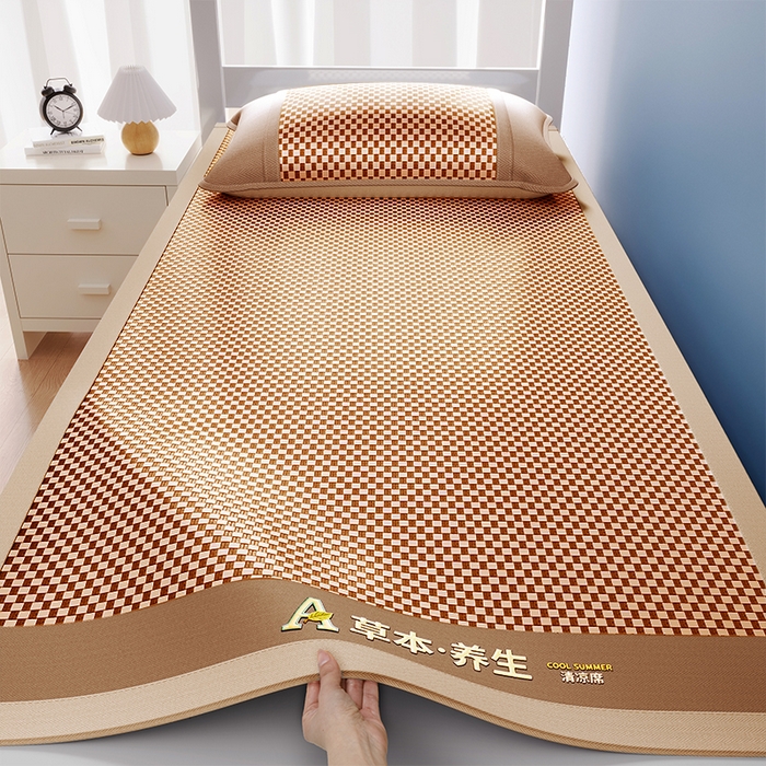 91家纺网 家纺一手货源 找家纺 （总）缦吉 2025款刺绣冰丝藤席A草本养生席-学生款