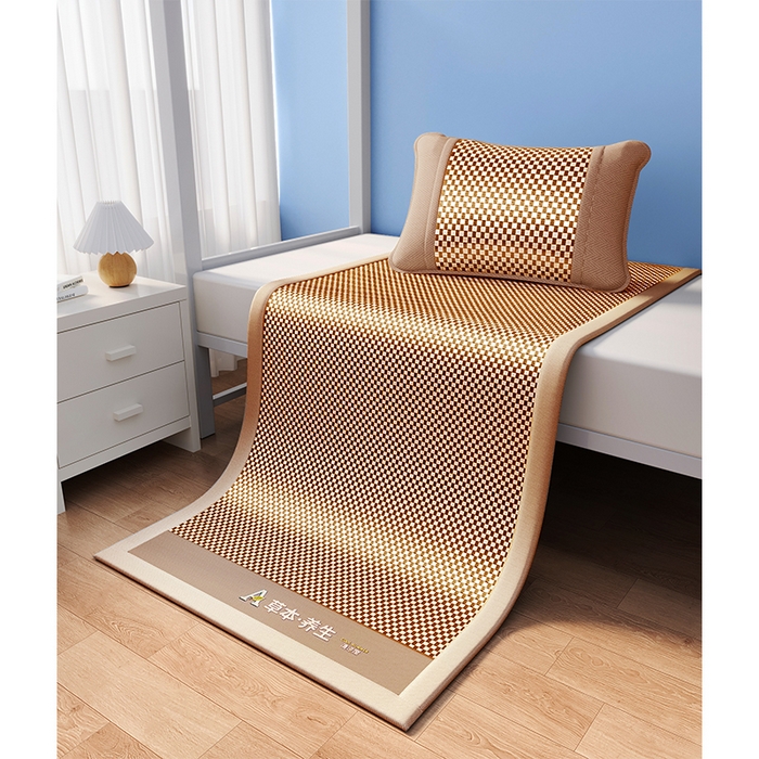 91家纺网 家纺一手货源 找家纺 （总）缦吉 2025款刺绣冰丝藤席A草本养生席-学生款