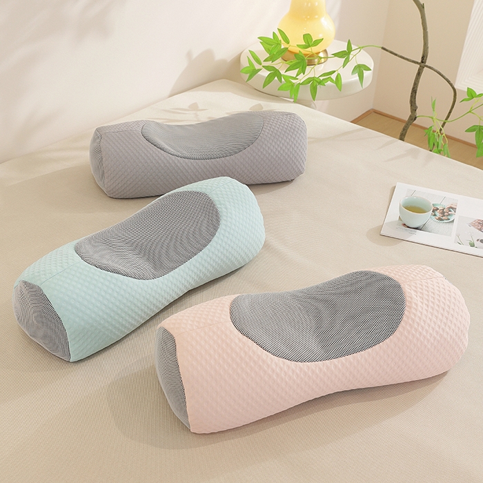 91家纺网 家纺一手货源 找家纺 缦吉 2025款凉感豆豆荞麦壳护颈枕元宝枕 凉感元宝粉