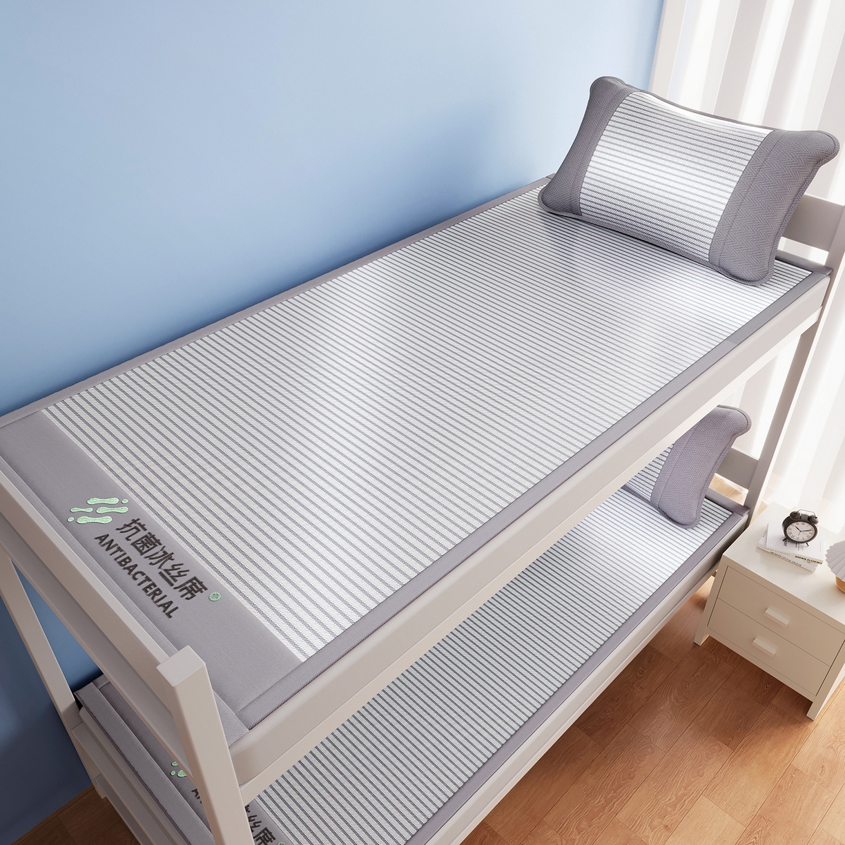 91家纺网 家纺一手货源 找家纺 （总）缦吉 2025款学生专用抗菌碳光冰丝席凉席-学生款