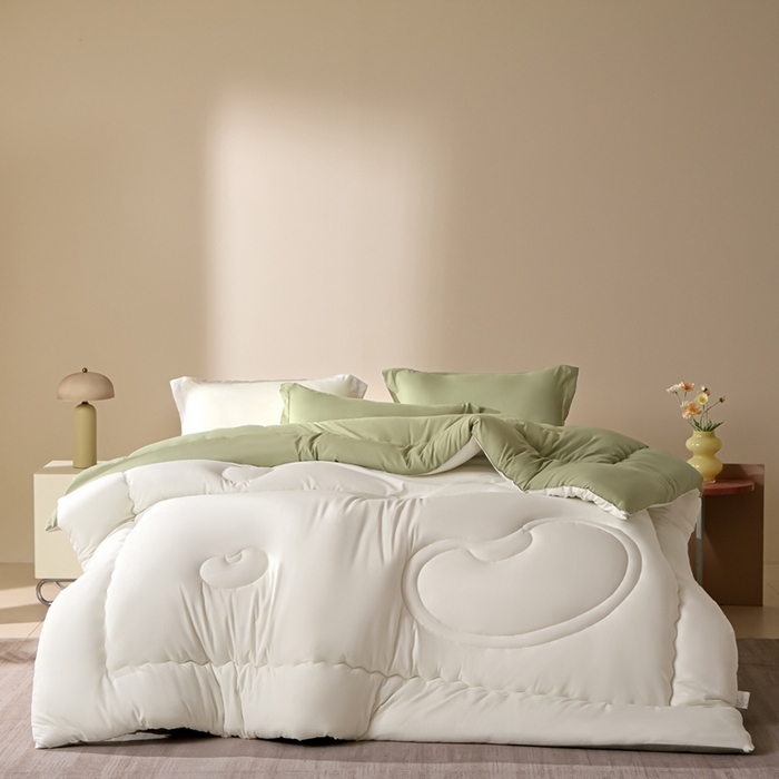 91家纺网 家纺一手货源 找家纺 U被家纺 2025新款软FU软棉奶油一体懒人被被子被芯 奶油绿