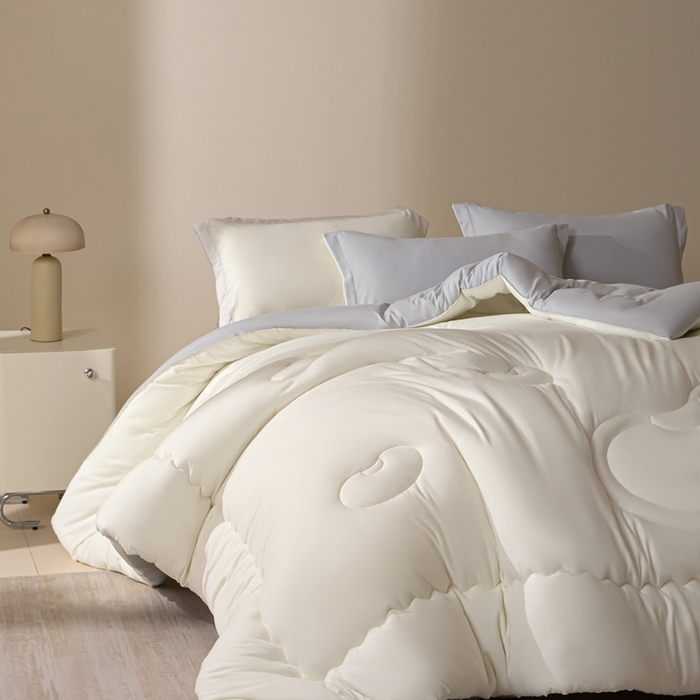 91家纺网 家纺一手货源 找家纺 U被家纺 2025新款软FU软棉奶油一体懒人被被子被芯 奶油灰