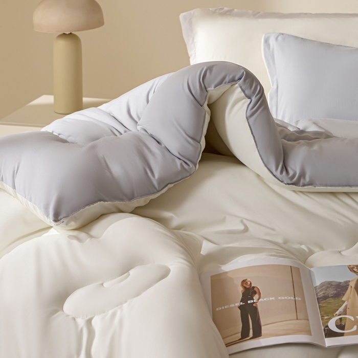 91家纺网 家纺一手货源 找家纺 U被家纺 2025新款软FU软棉奶油一体懒人被被子被芯 奶油灰