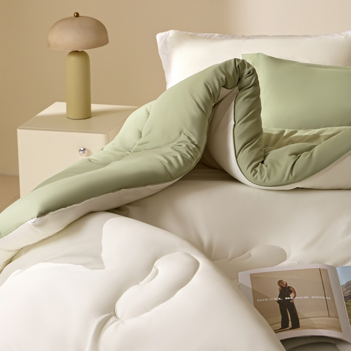 91家纺网 家纺一手货源 找家纺 U被家纺 2025新款软FU软棉奶油一体懒人被被子被芯 奶油绿