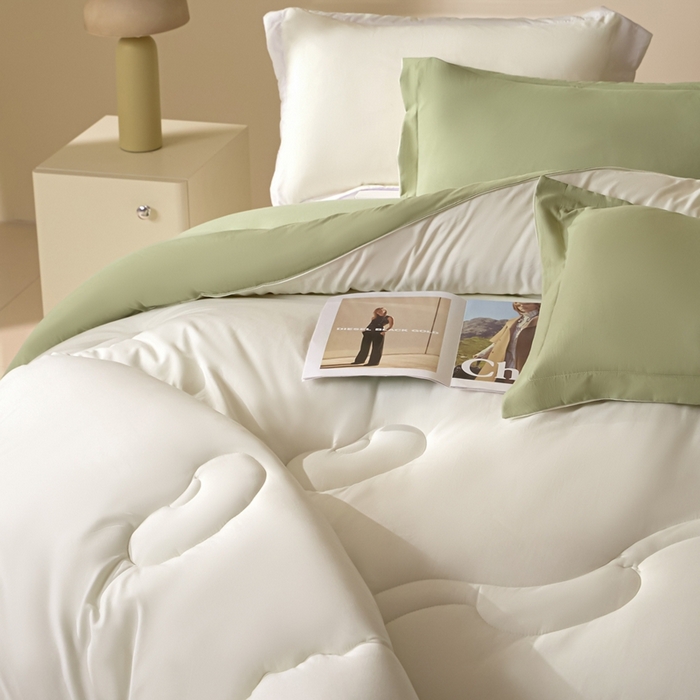 91家纺网 家纺一手货源 找家纺 U被家纺 2025新款软FU软棉奶油一体懒人被被子被芯 奶油绿