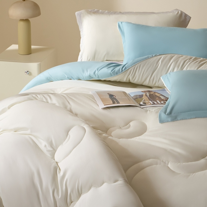 91家纺网 家纺一手货源 找家纺 U被家纺 2025新款软FU软棉奶油一体懒人被被子被芯 奶油蓝