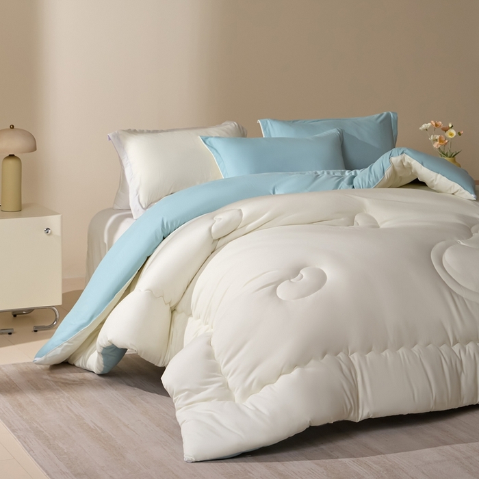 91家纺网 家纺一手货源 找家纺 U被家纺 2025新款软FU软棉奶油一体懒人被被子被芯 奶油蓝