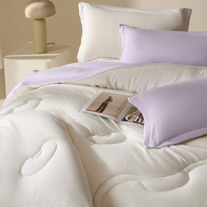 91家纺网 家纺一手货源 找家纺 U被家纺 2025新款软FU软棉奶油一体懒人被被子被芯 奶油紫