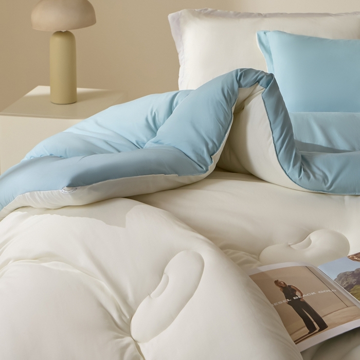 91家纺网 家纺一手货源 找家纺 U被家纺 2025新款软FU软棉奶油一体懒人被被子被芯 奶油蓝