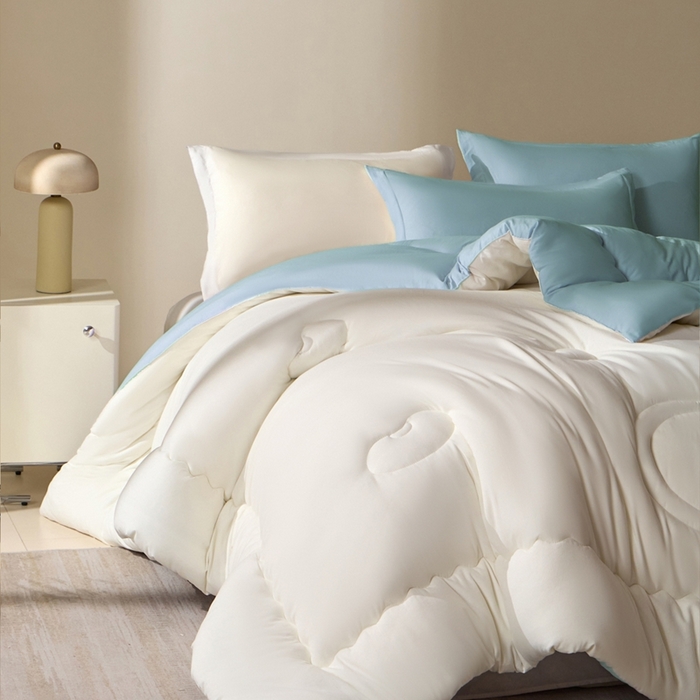 91家纺网 家纺一手货源 找家纺 U被家纺 2025新款软FU软棉奶油一体懒人被被子被芯 奶油蓝