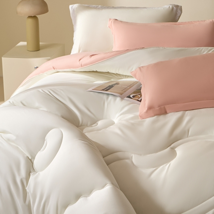 91家纺网 家纺一手货源 找家纺 U被家纺 2025新款软FU软棉奶油一体懒人被被子被芯 奶油粉