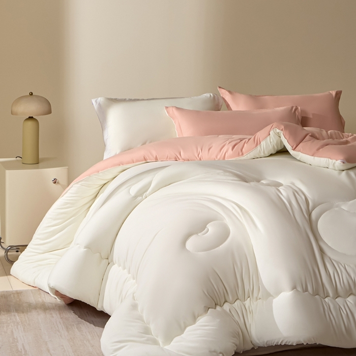 91家纺网 家纺一手货源 找家纺 U被家纺 2025新款软FU软棉奶油一体懒人被被子被芯 奶油粉