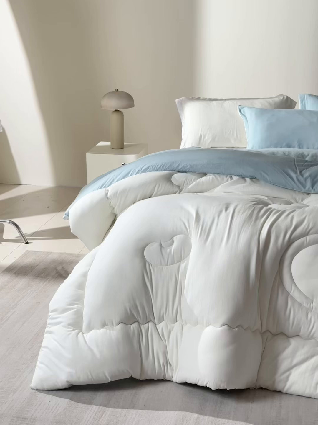 91家纺网 家纺一手货源 找家纺 U被家纺 2025新款软FU软棉奶油一体懒人被被子被芯 奶油蓝