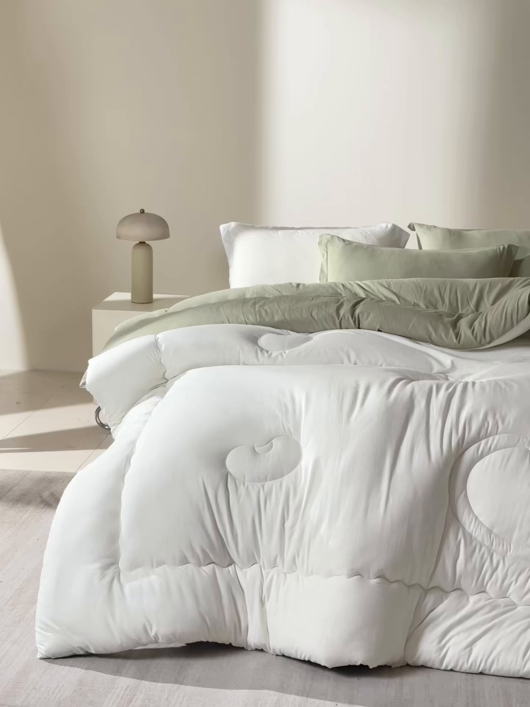 91家纺网 家纺一手货源 找家纺 U被家纺 2025新款软FU软棉奶油一体懒人被被子被芯 奶油绿