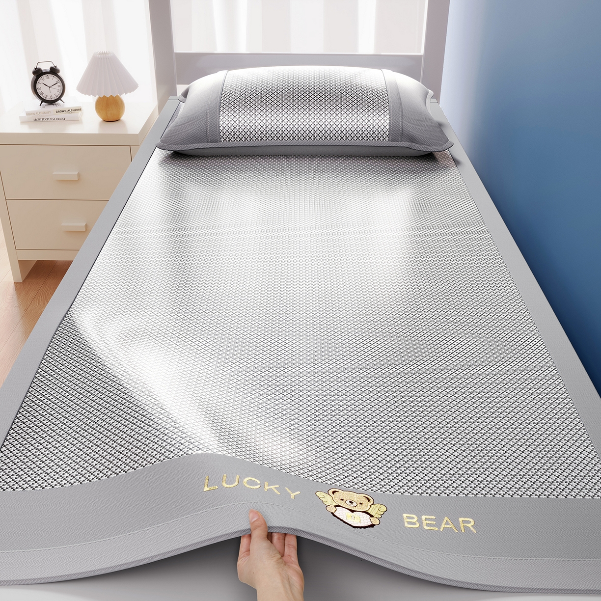 91家纺网 家纺一手货源 找家纺 （总）缦吉 2025款学生专用天使熊冰藤席藤席凉席-学生款