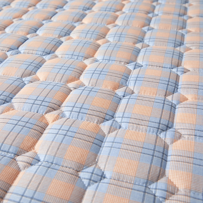 91家纺网 家纺一手货源 找家纺 缦吉 2025款A类水洗棉夹棉新疆棉花格子床笠 清新格 蓝