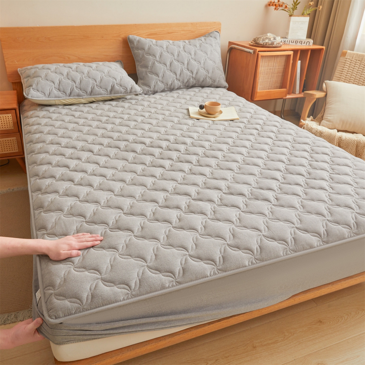 91家纺网 家纺一手货源 找家纺 （总）缦吉 2025款A类全棉水洗棉色织大豆床笠