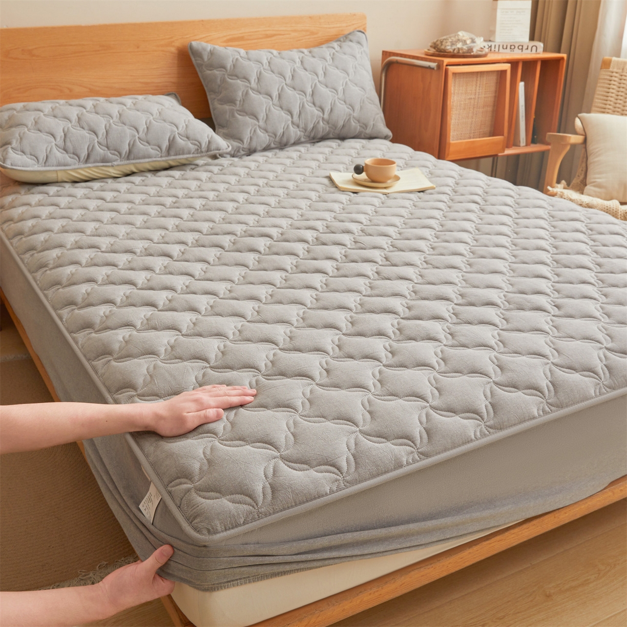 91家纺网 家纺一手货源 找家纺 （总）缦吉 2025款A类全棉水洗棉色织大豆床笠