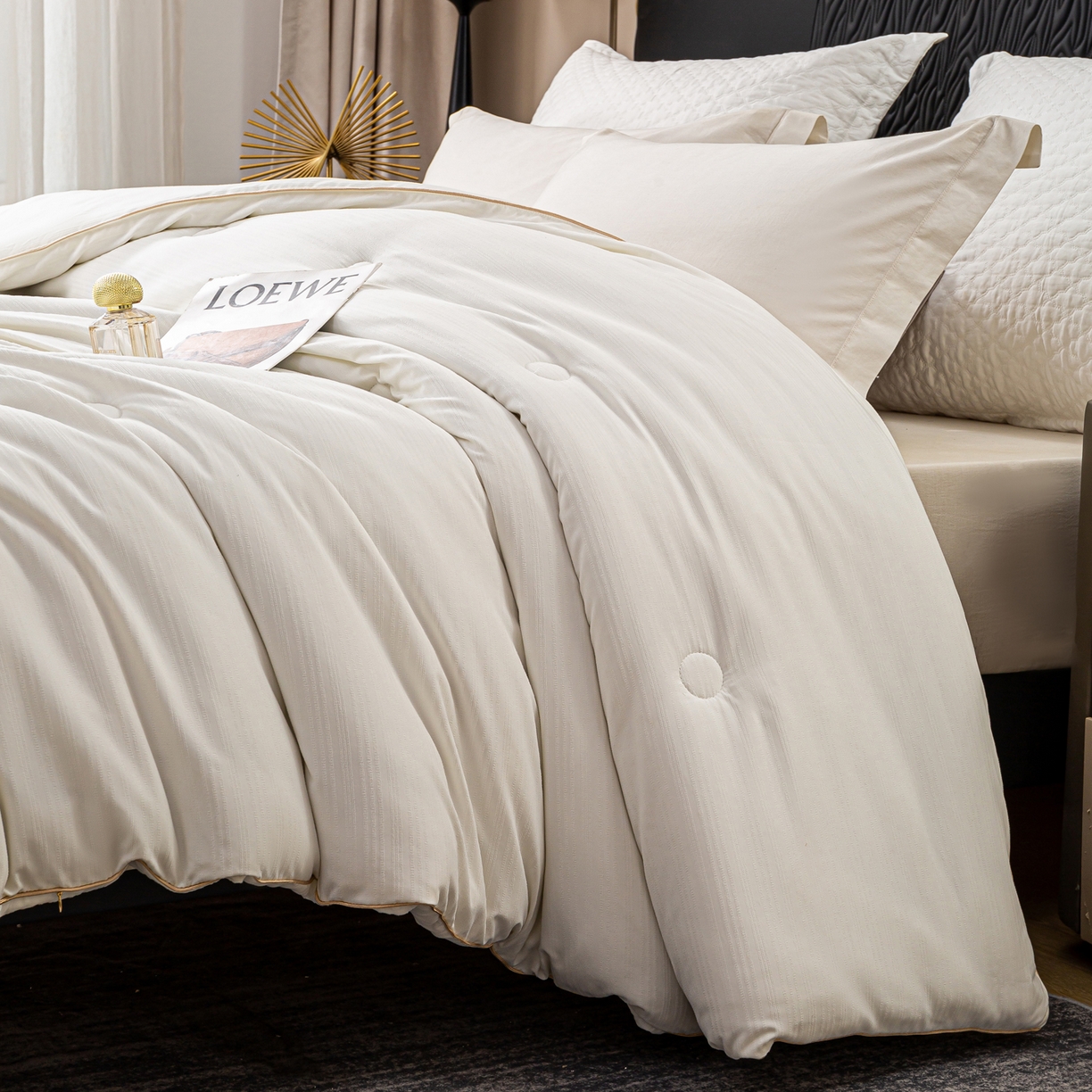 91家纺网 家纺一手货源 找家纺 （总）罗布斯 2025新款全棉提花冬被拉链二合一子母被冬被春秋被夏被子被芯蛋白被加厚棉被单被图（含实拍图）（工艺升级特点 ； 四圈已固定锁棉 不移动不跑棉）