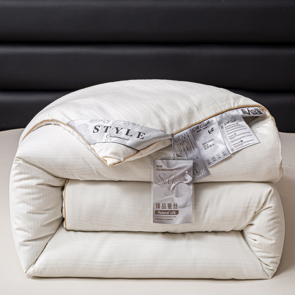 91家纺网 家纺一手货源 找家纺 （总）罗布斯 2025新款全棉提花冬被拉链二合一子母被冬被春秋被夏被子被芯蛋白被加厚棉被子母被图（含实拍图）（工艺升级特点 ； 四圈已固定锁棉 不移动不跑棉）