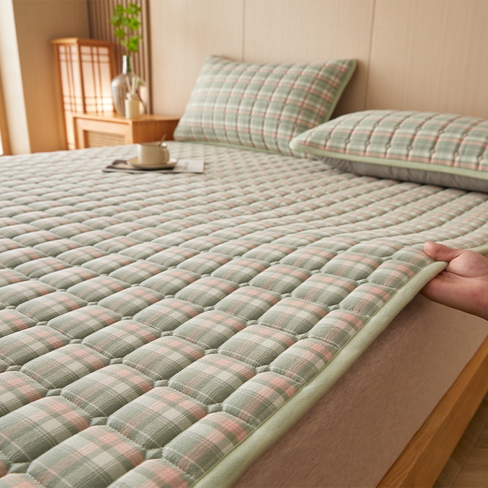 91家纺网 家纺一手货源 找家纺 缦吉 2025款加厚新疆棉花床垫床褥床护垫床单 简兮绿