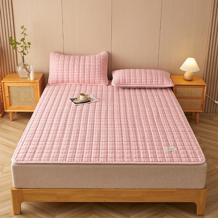 91家纺网 家纺一手货源 找家纺 缦吉 2025款加厚新疆棉花床垫床褥床护垫床单 粉小格