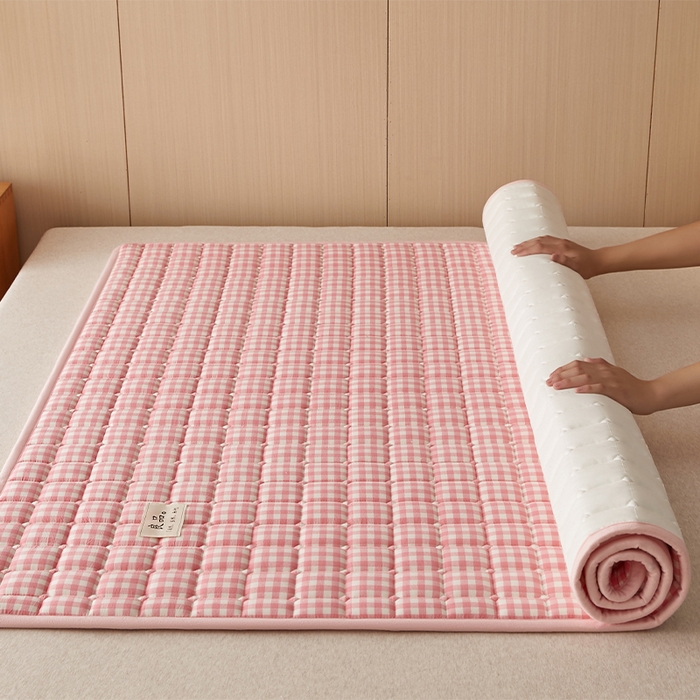 91家纺网 家纺一手货源 找家纺 缦吉 2025款加厚新疆棉花床垫床褥床护垫床单 粉小格