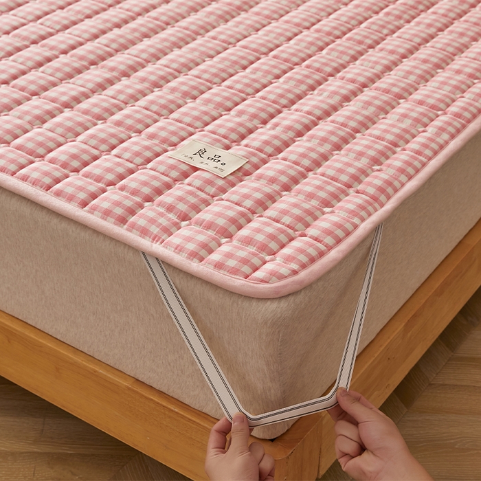 91家纺网 家纺一手货源 找家纺 缦吉 2025款加厚新疆棉花床垫床褥床护垫床单 粉小格