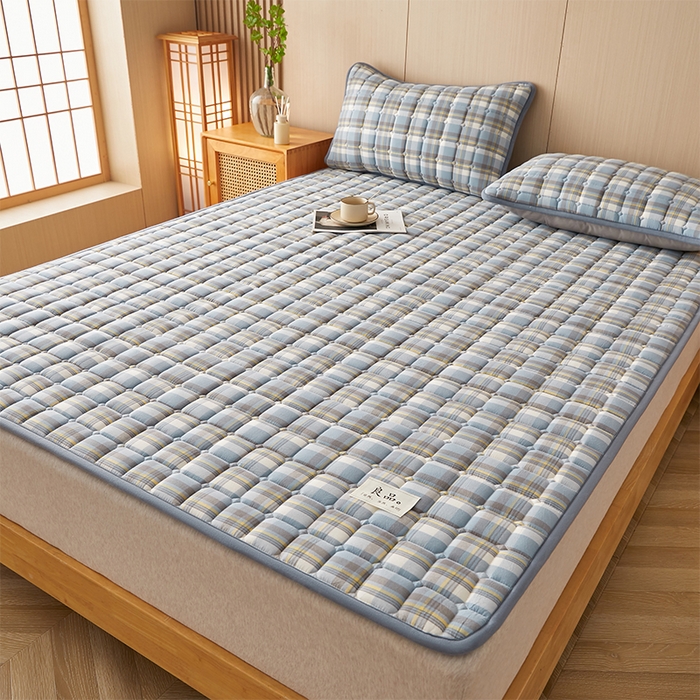 91家纺网 家纺一手货源 找家纺 缦吉 2025款加厚新疆棉花床垫床褥床护垫床单 简兮蓝