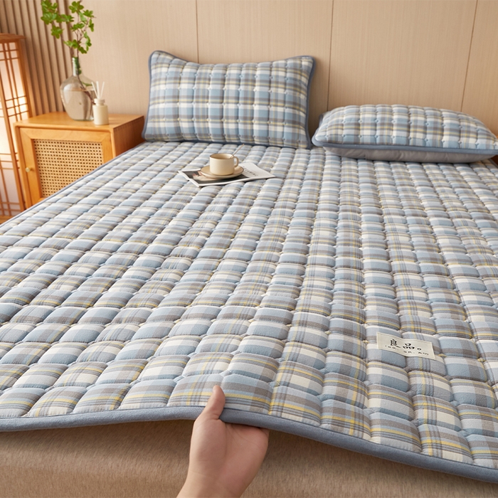91家纺网 家纺一手货源 找家纺 缦吉 2025款加厚新疆棉花床垫床褥床护垫床单 简兮蓝