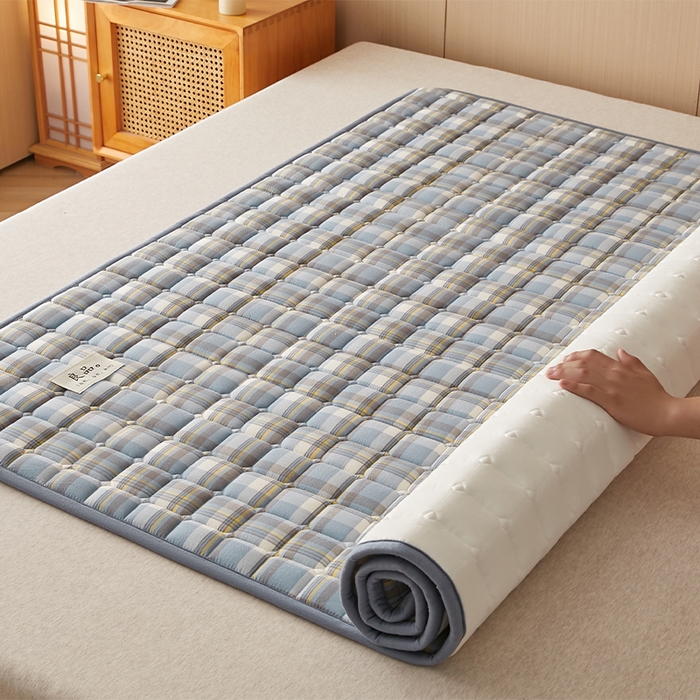 91家纺网 家纺一手货源 找家纺 缦吉 2025款加厚新疆棉花床垫床褥床护垫床单 简兮蓝