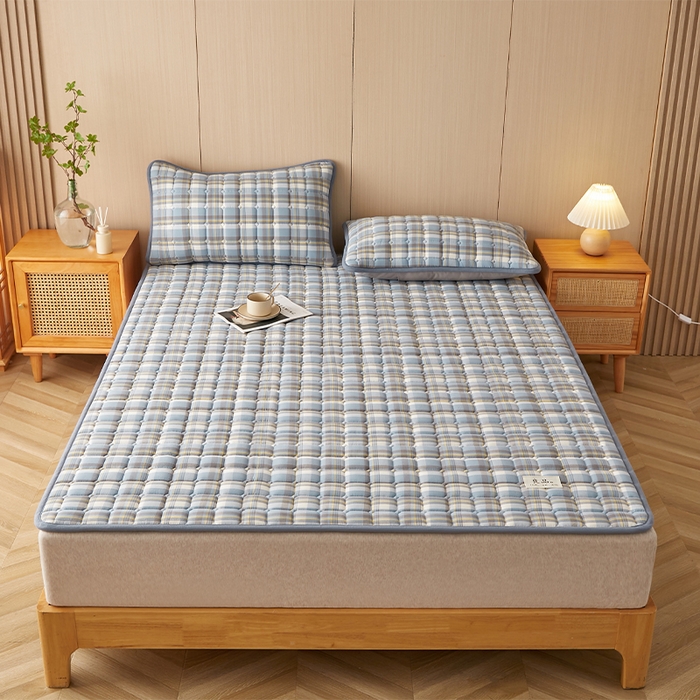 91家纺网 家纺一手货源 找家纺 缦吉 2025款加厚新疆棉花床垫床褥床护垫床单 简兮蓝