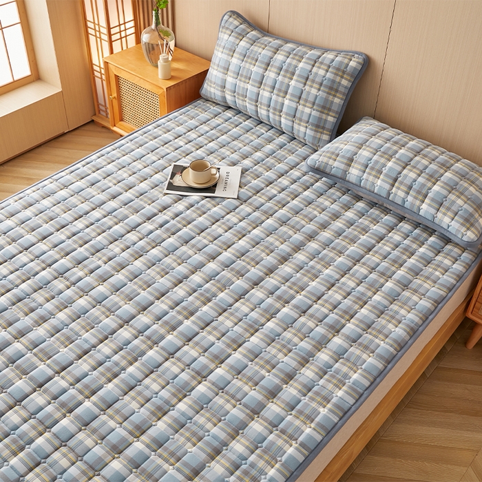 91家纺网 家纺一手货源 找家纺 缦吉 2025款加厚新疆棉花床垫床褥床护垫床单 简兮蓝