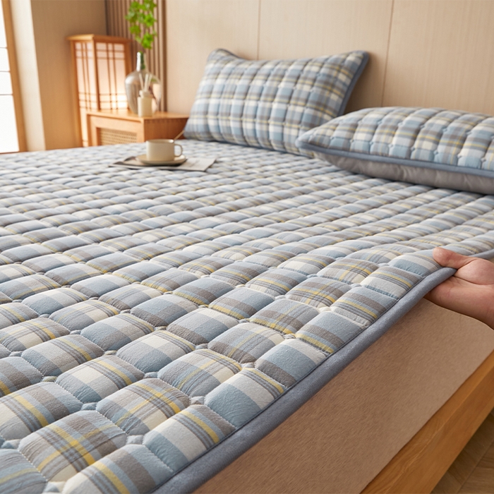 91家纺网 家纺一手货源 找家纺 缦吉 2025款加厚新疆棉花床垫床褥床护垫床单 简兮蓝